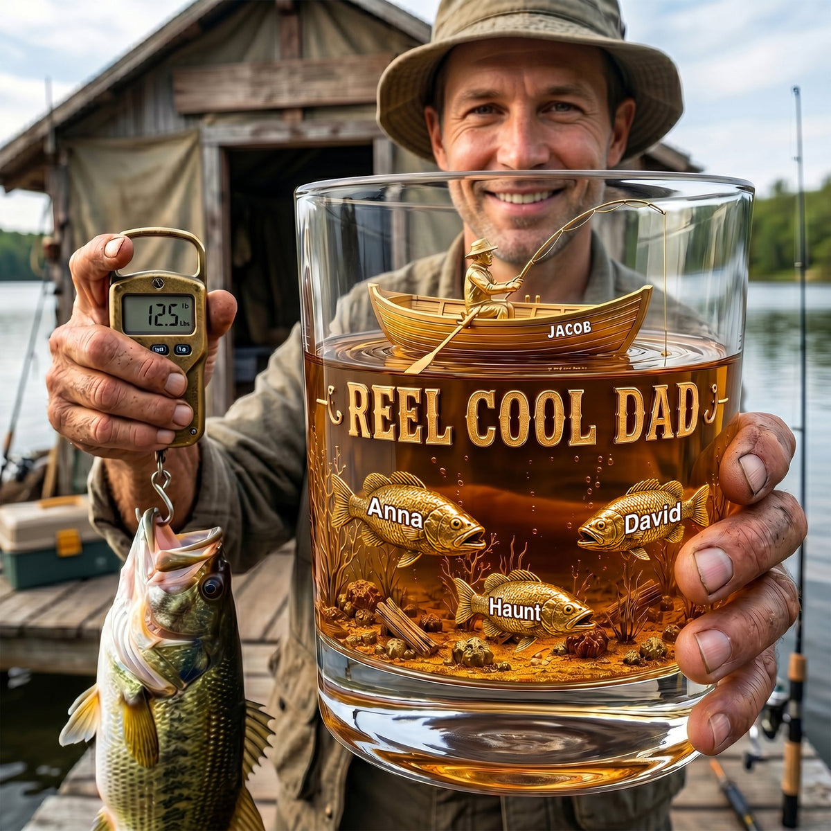 Fishing Cool Dad Round Glass Personalized Gifts For Dad 01NALU230526