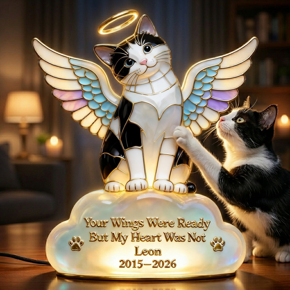 Pet Angel Memorial Light Box, Custom Photo Keepsake To Remember Losted Pets 02qhlu010426