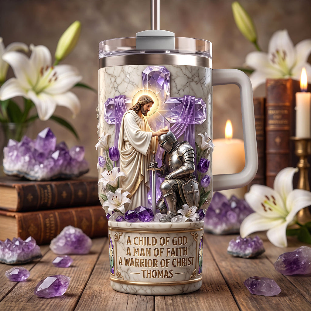 Knight Kneeling Before God 40oz Tumbler With Handle - Personalized Gifts For Christians 02tydh060726
