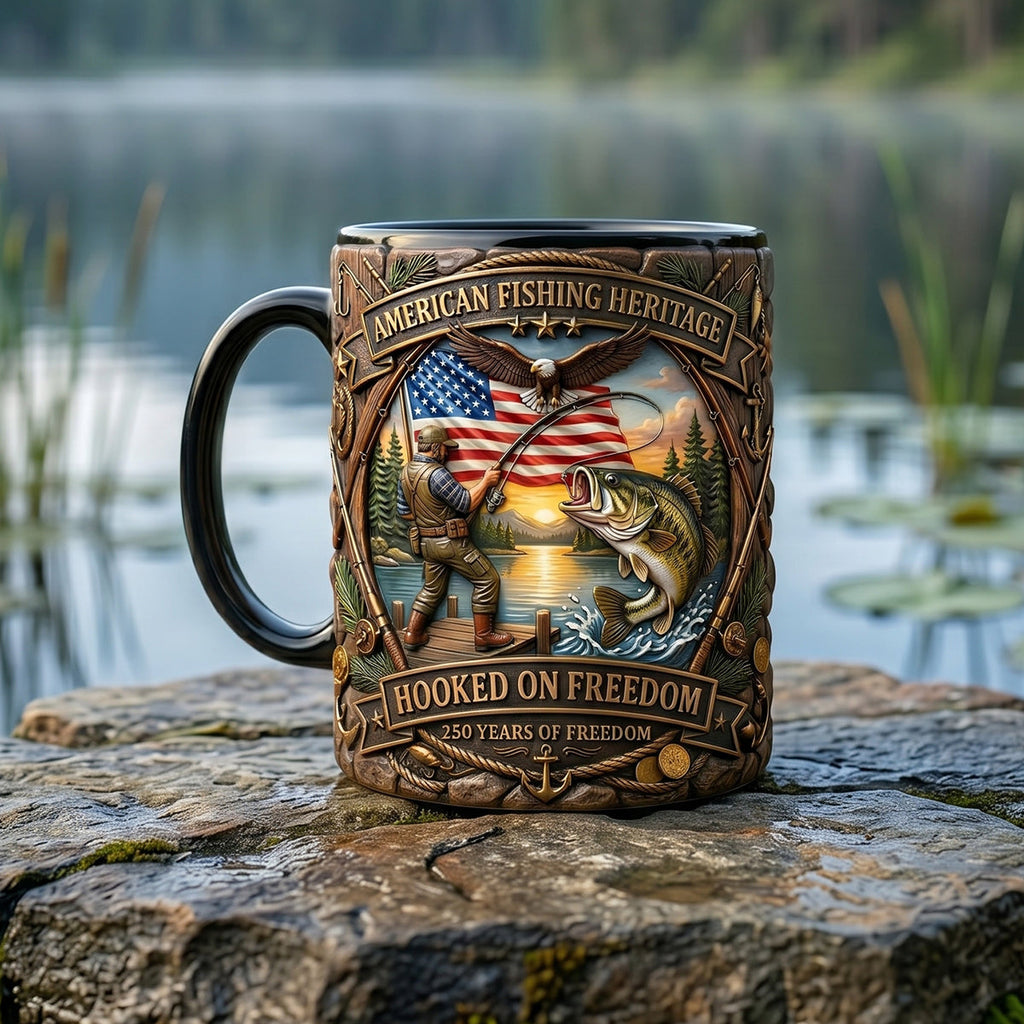 Hooked On Freedom Accent Mug - Personalized Gift For Fisherman 04tytn250626