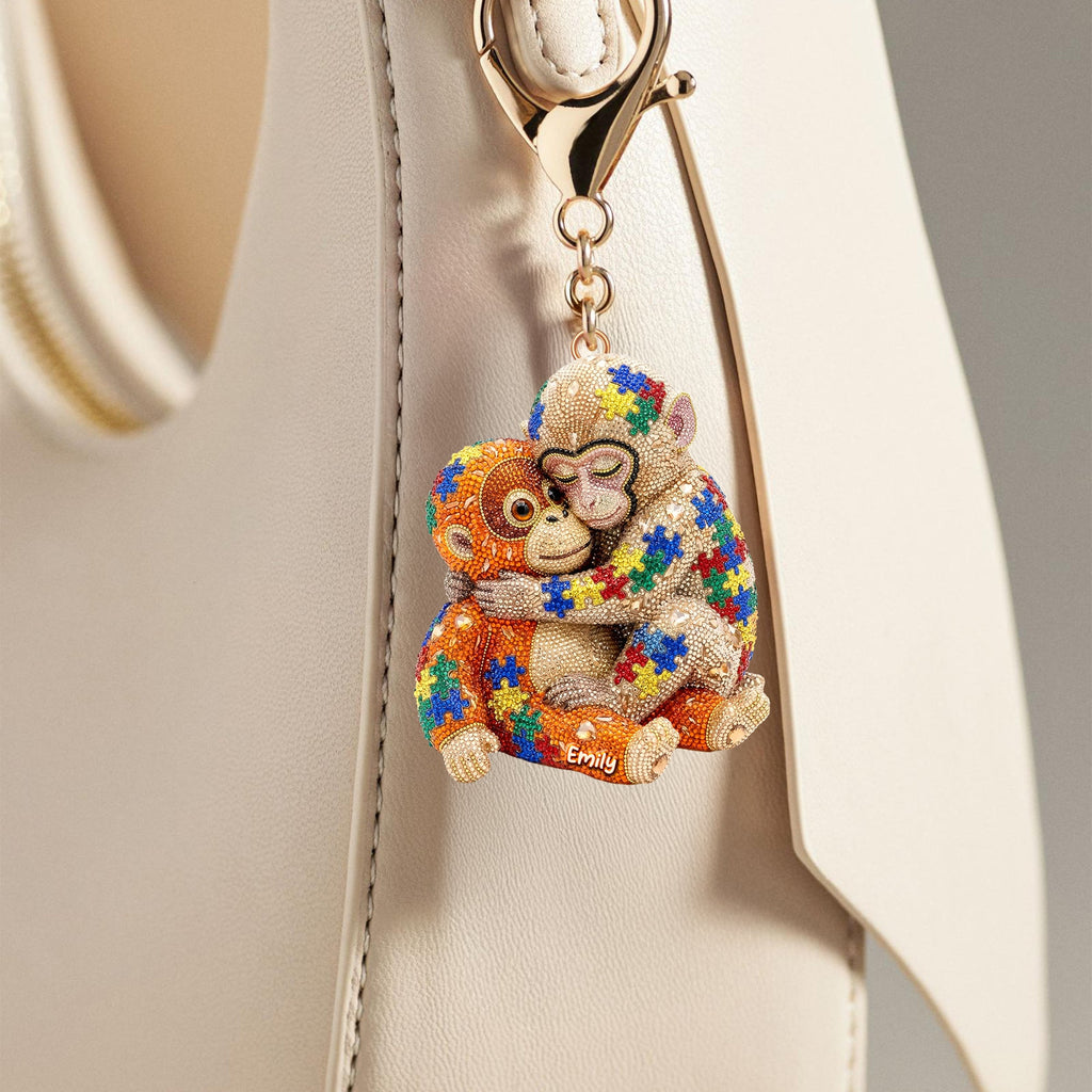 Autism Monkey Punch Keychain - Personalized Gift For Autism Mom 05naqn140326