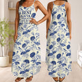 Flower Toile de Jouy Suspender Maxi Dress - Personalized Gifts For Mom 05PGQN200326