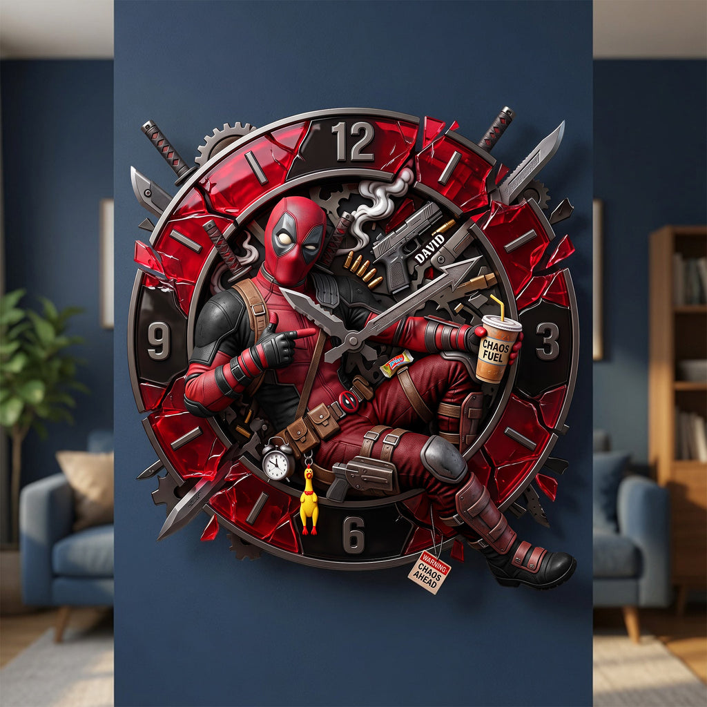 Red Mask Acrylic Wall Clock - Personalized Gifts 01paqn180726
