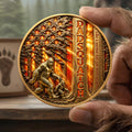 Bigfoot Dad Walking In American Forest Coin, Personalized Gifts For Dads 01qhdt280426