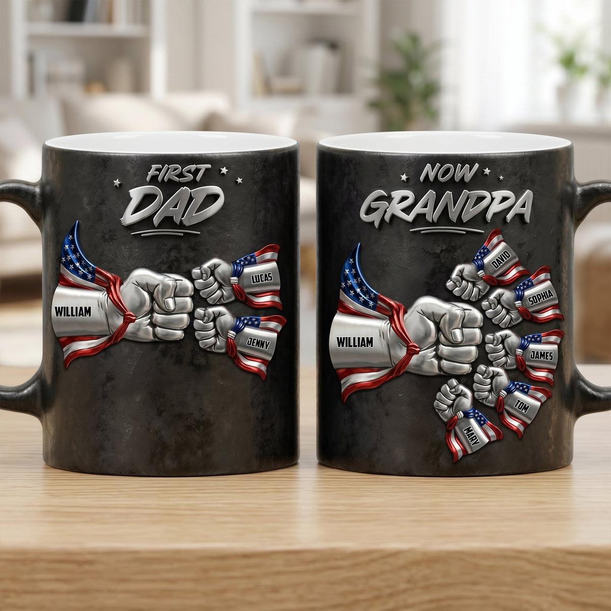 Grandpa Patriotic Team Magic Mug, Personalized Gifts For Promoted Grandfather 05qhtn200526