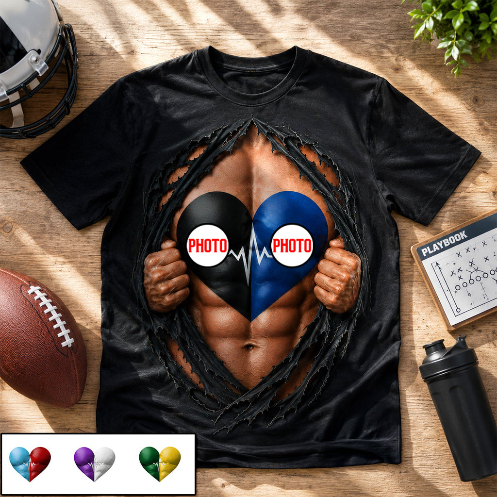 Funny Ultimate House Divided Rivalry Ripped Muscle Heart 3D Shirt - Personalized Gifts For Sport Lovers 04ohdh150726