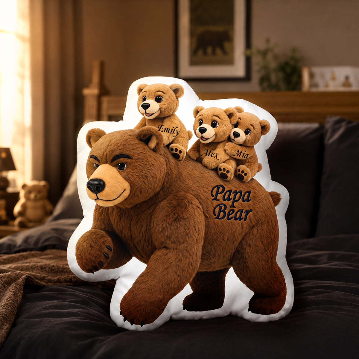 Papa Bear Pillow - Personalized Gifts For Dad 01hudh060526