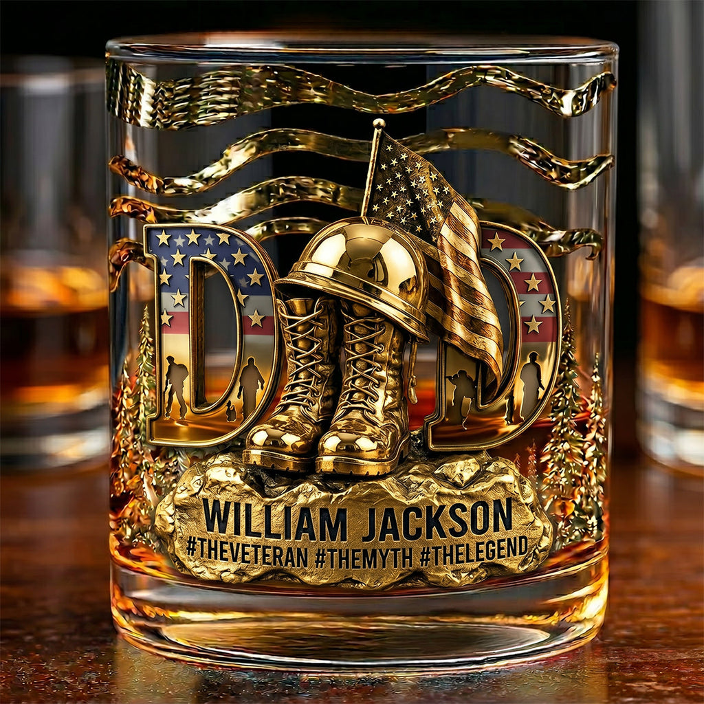 Proud Veteran Dad Drinking Glass - Personalized Gifts For Dads 03tgtn070526