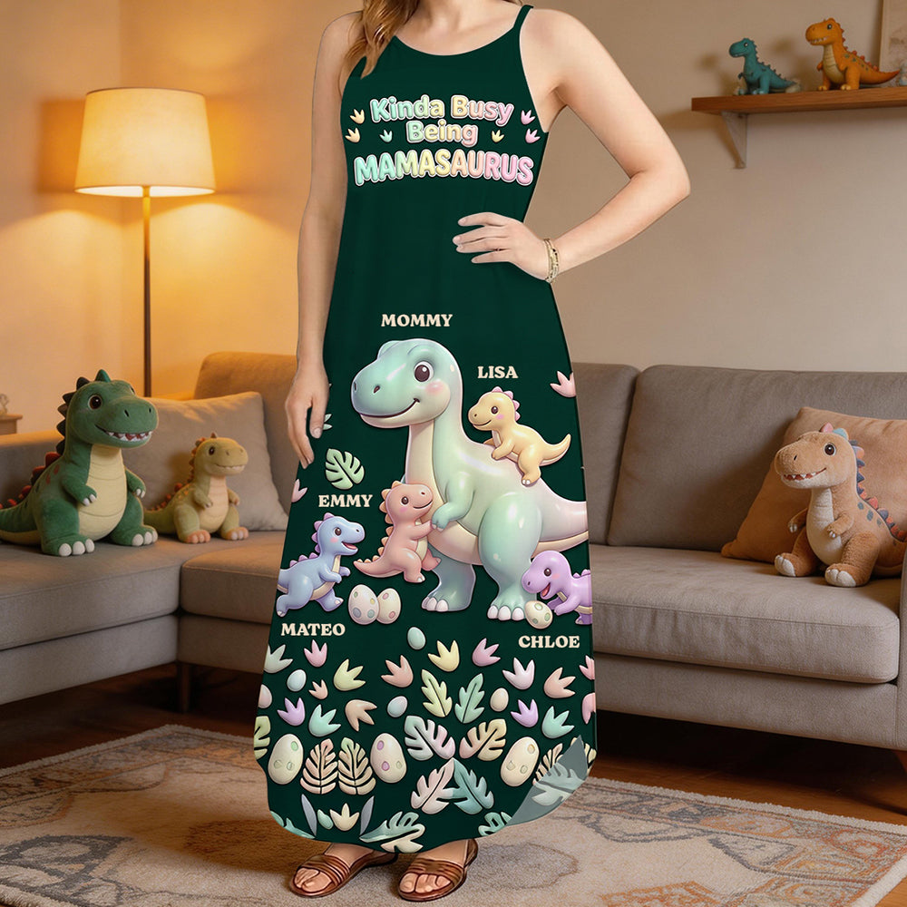 Dinosaur Mom Maxi Dress Personalized Mother's Day Gifts 01NADT300326