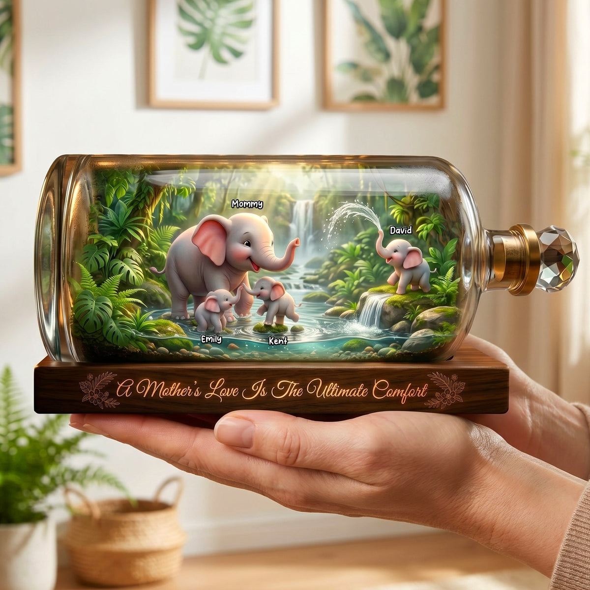 Elephant Family Love Acrylic Plaque - Personalized Mother's Day Gifts 03toqn180426