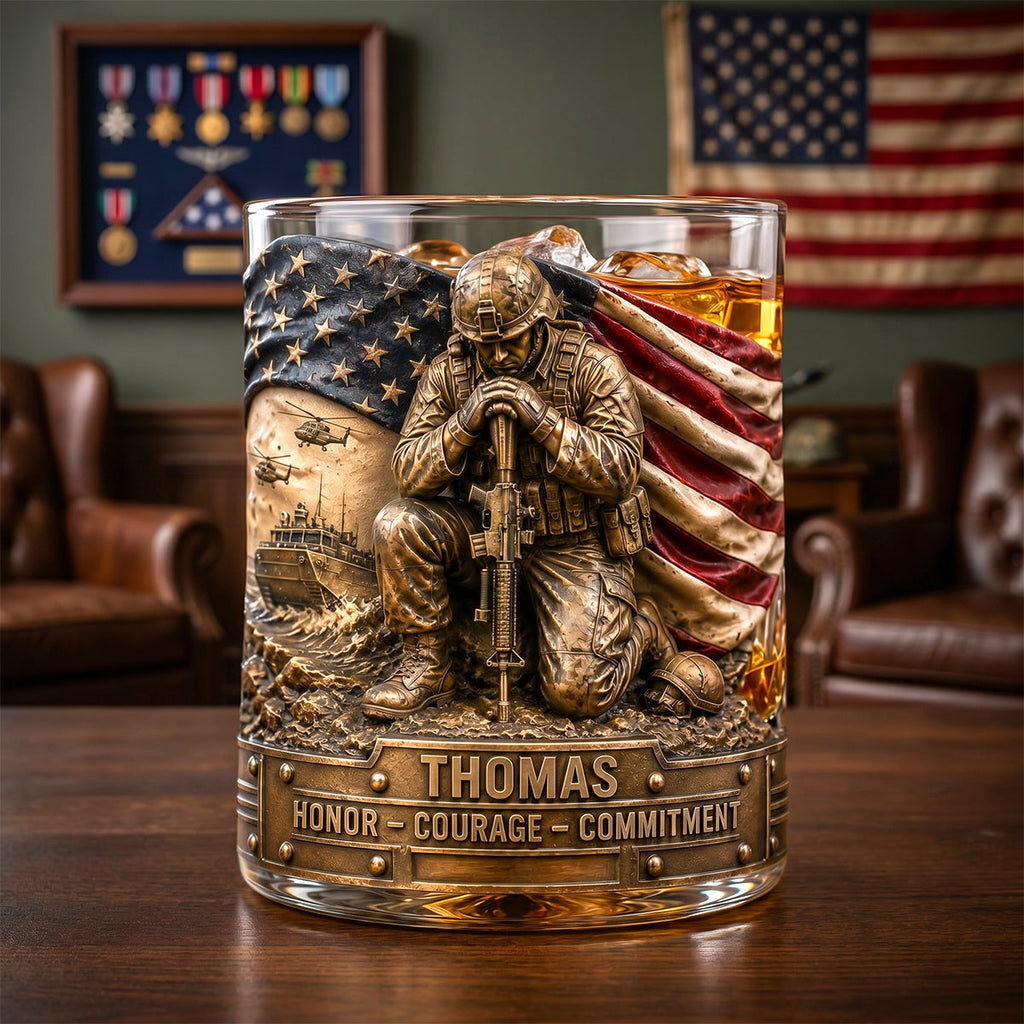 Freedom & Honor Round Glass Personalized Gifts For Veteran 03TODH270526
