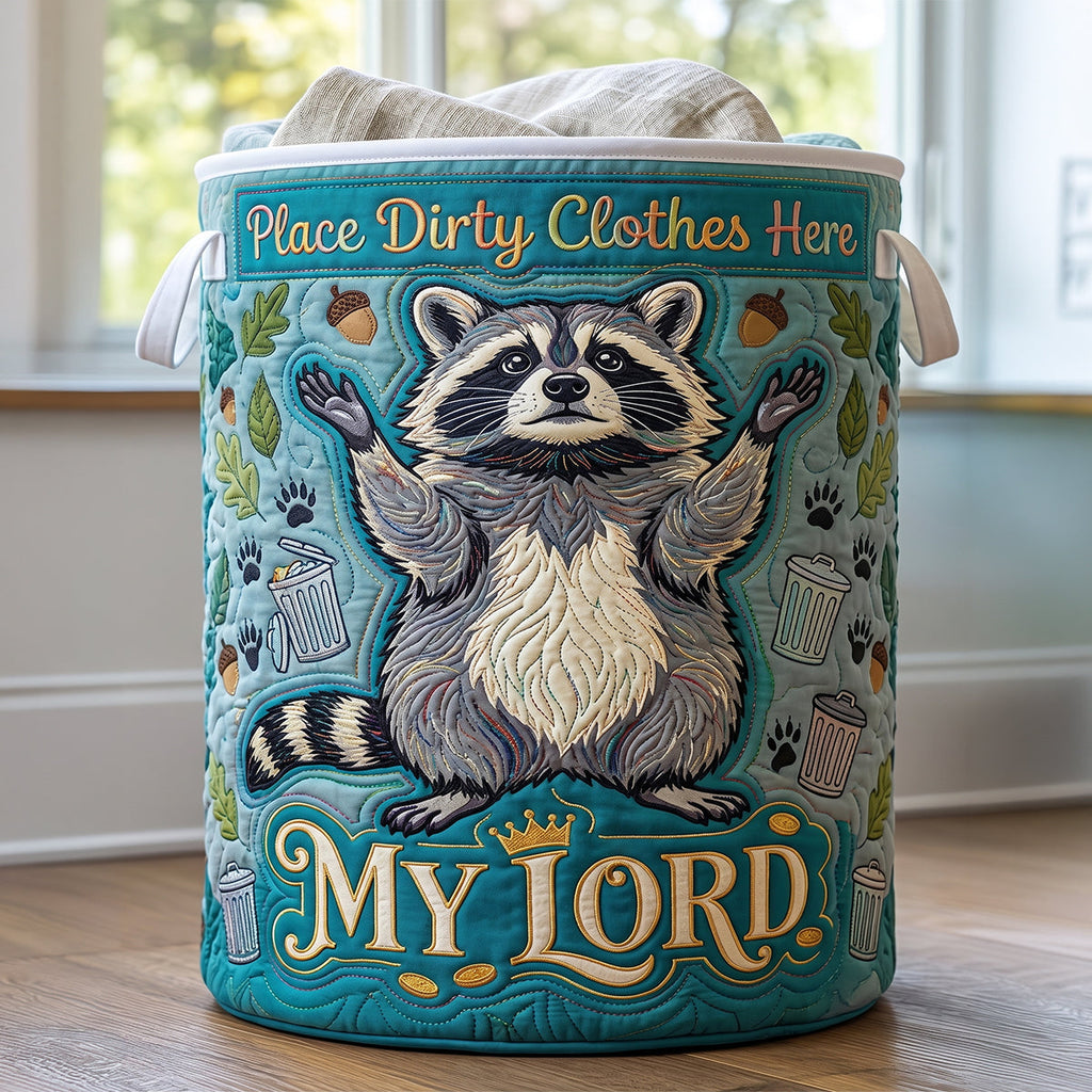 Adorable Raccoon Quilted Laundry Basket Personalized Gifts 03HUTN100726