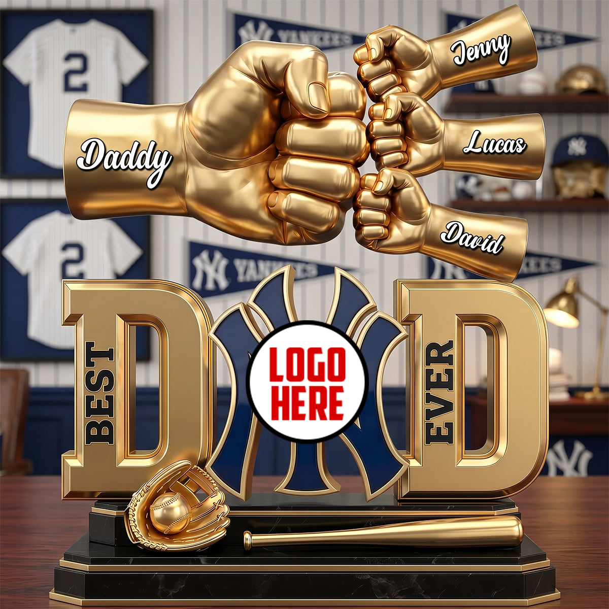 Dad & Kids Fist Bump Plaque 012natn080626
