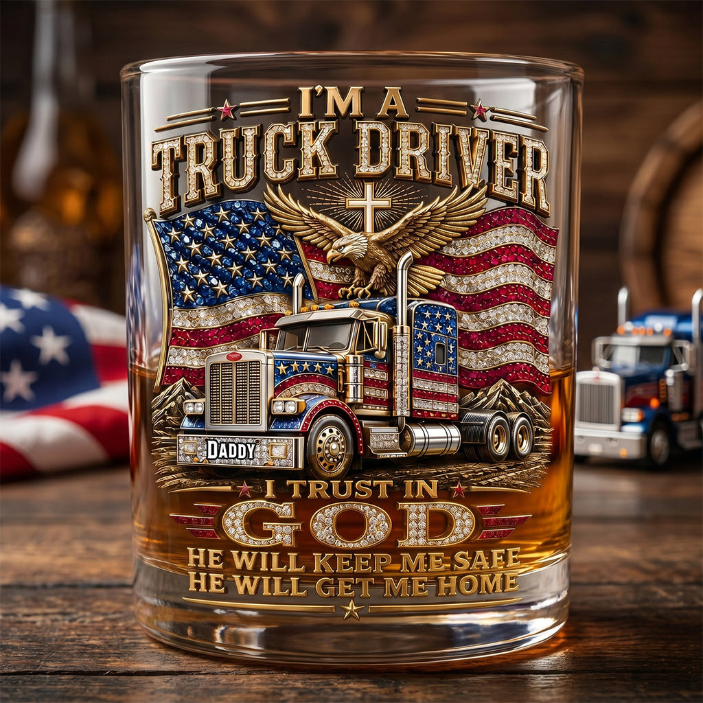 Dad Round Glass - Personalized Father's Day Gifts For Christian Truck Driver 02padh250526