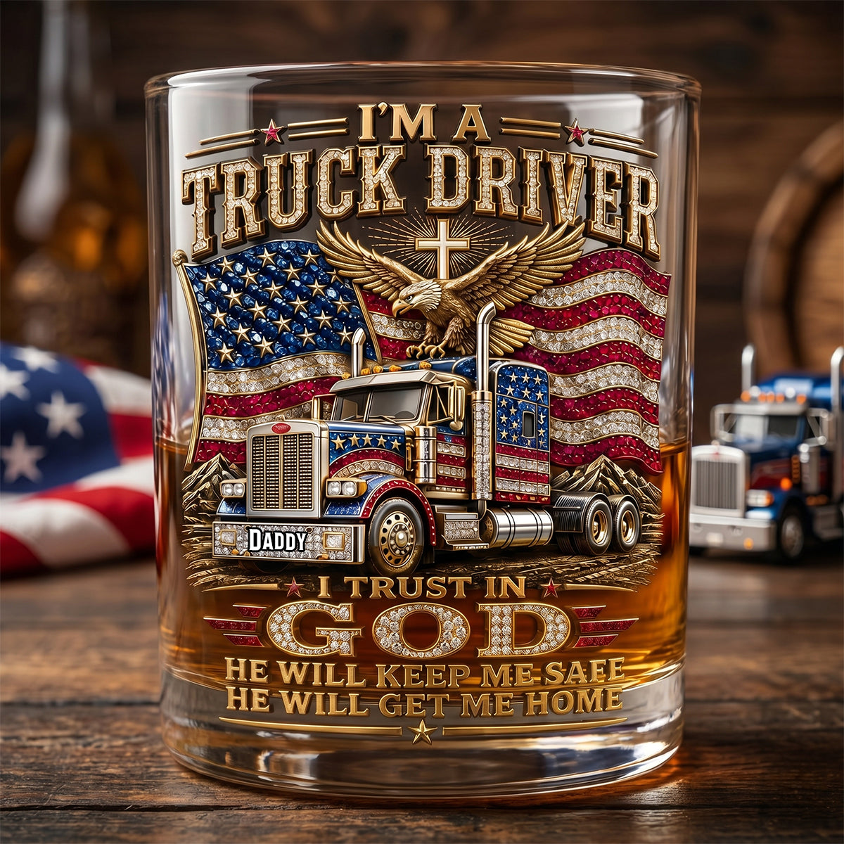 Dad Round Glass - Personalized Father's Day Gifts For Christian Truck Driver 02padh250526