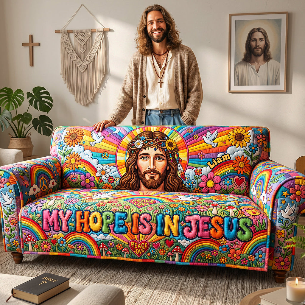 My Hope Is In Jesus Quilted Sofa Cover - Personalized Gifts For Christians 02pata080726
