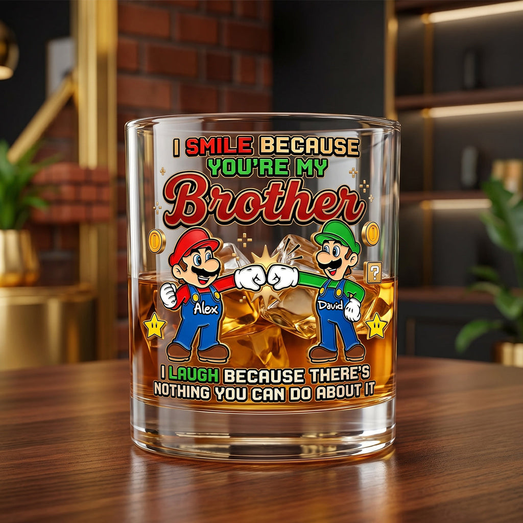 My Brother Best Brotherhood 11oz Round Glass - Personalized Gifts For Brother Glass 02NADH110626