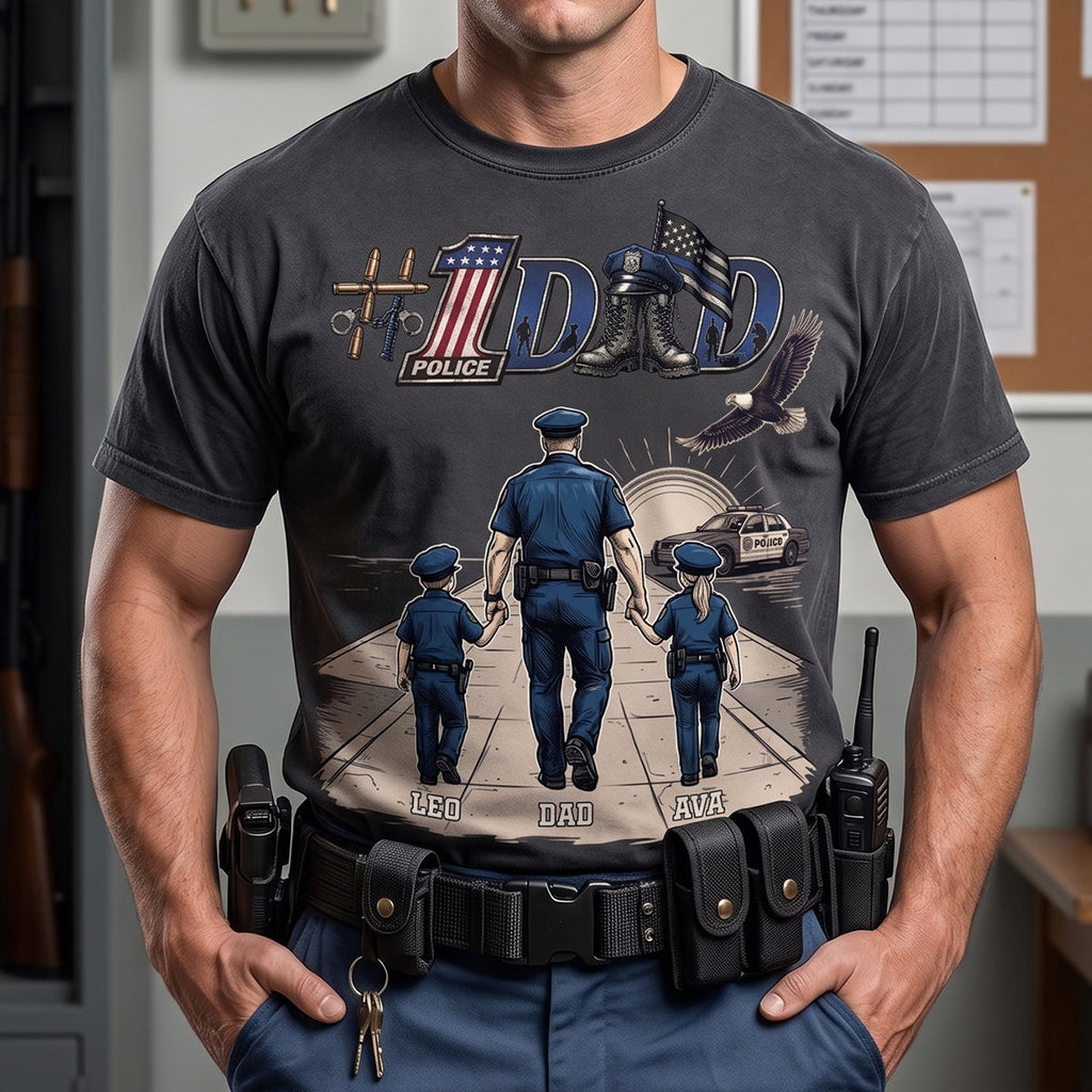 Best Police Dad Ever Shirt - Personalized Gifts For Police Dads 03QHDT250526