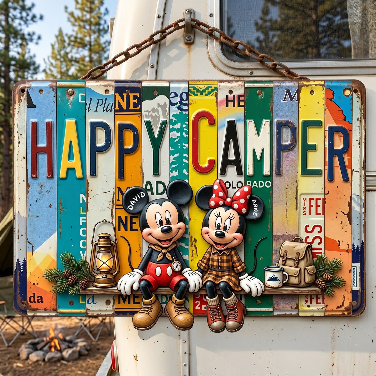 Happy Camper Metal Sign - Personalized Gifts For Couples 04nalu220626