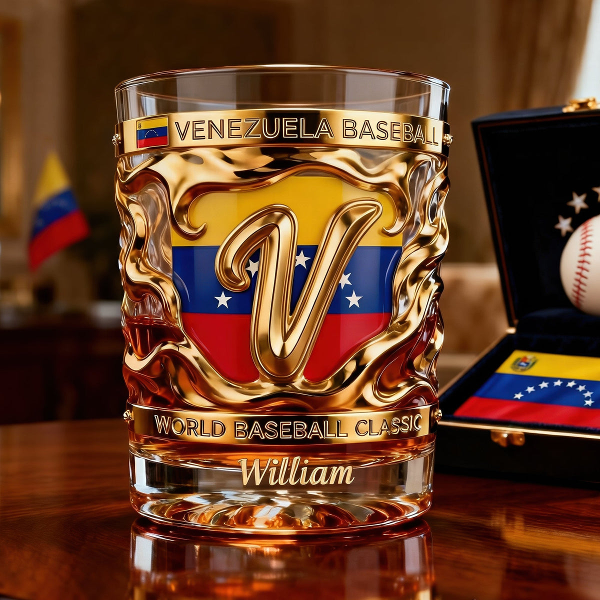 Venezuela Baseball 11oz Round Glass Personalized Gifts 04tgqn280326