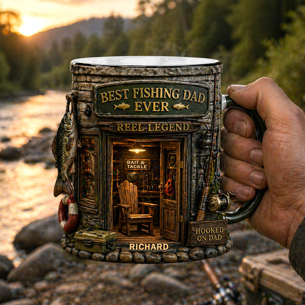 Dad Fishing Nest Magic Mug, Personalized Gifts For Fishing Dad 01qhqn290426