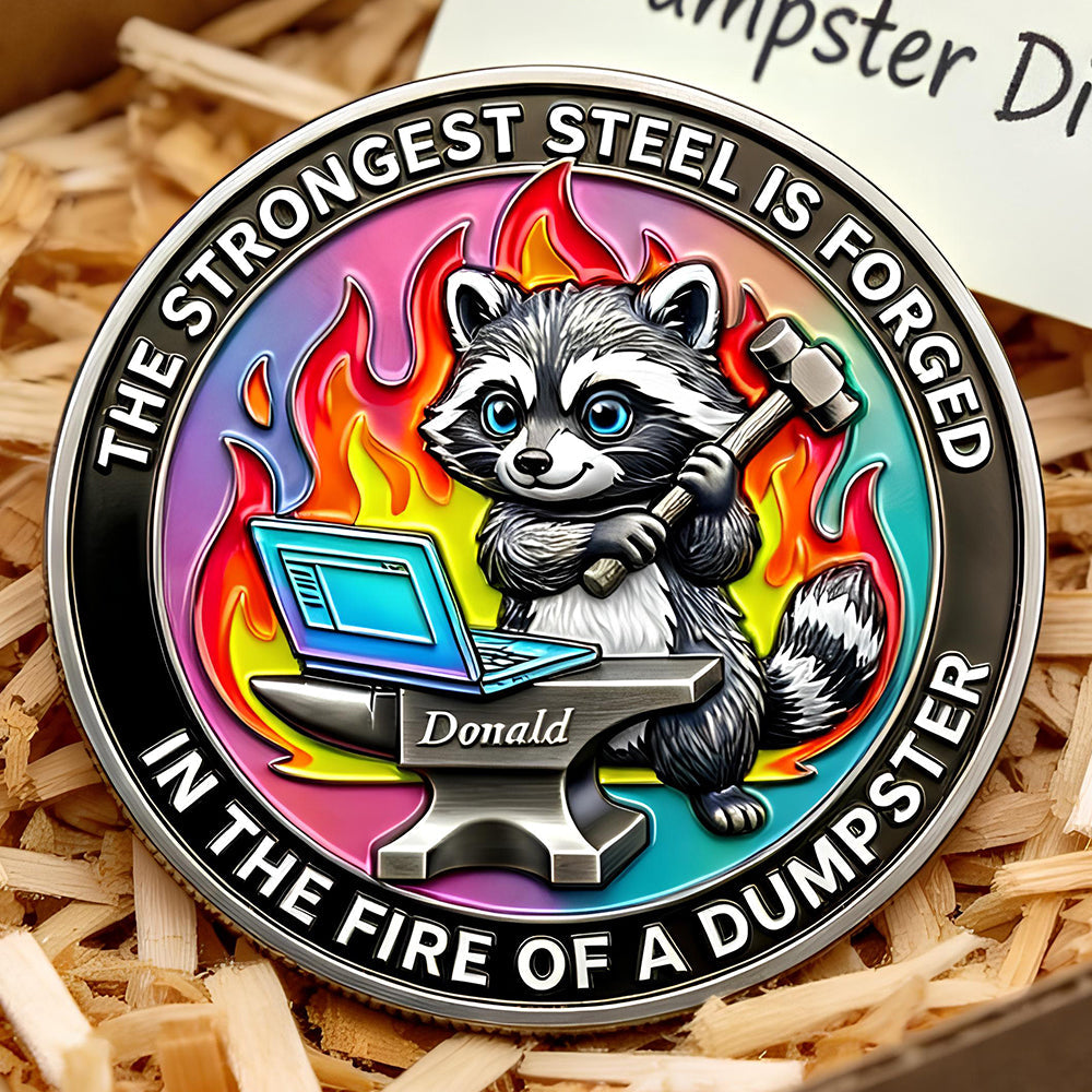 Funny Raccoon At Work Metal Coin - Personalized Gifts For Office Workers 03NADT030326
