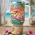 Beach Theme Flamingo Mom And Kids 40oz Tumbler - Personalized Gifts For Mother's Day Tumbler 03PATA070426