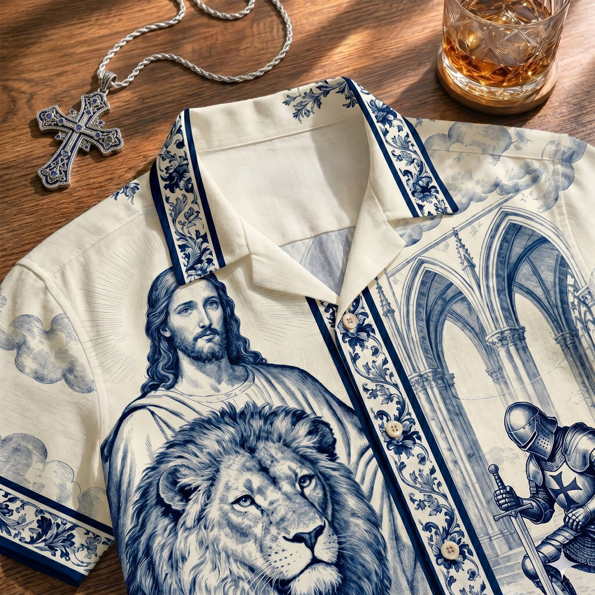 Faithful Knight Toile de Jouy Hawaiian Shirt - Personalized Gifts For Christian 02HULU170626