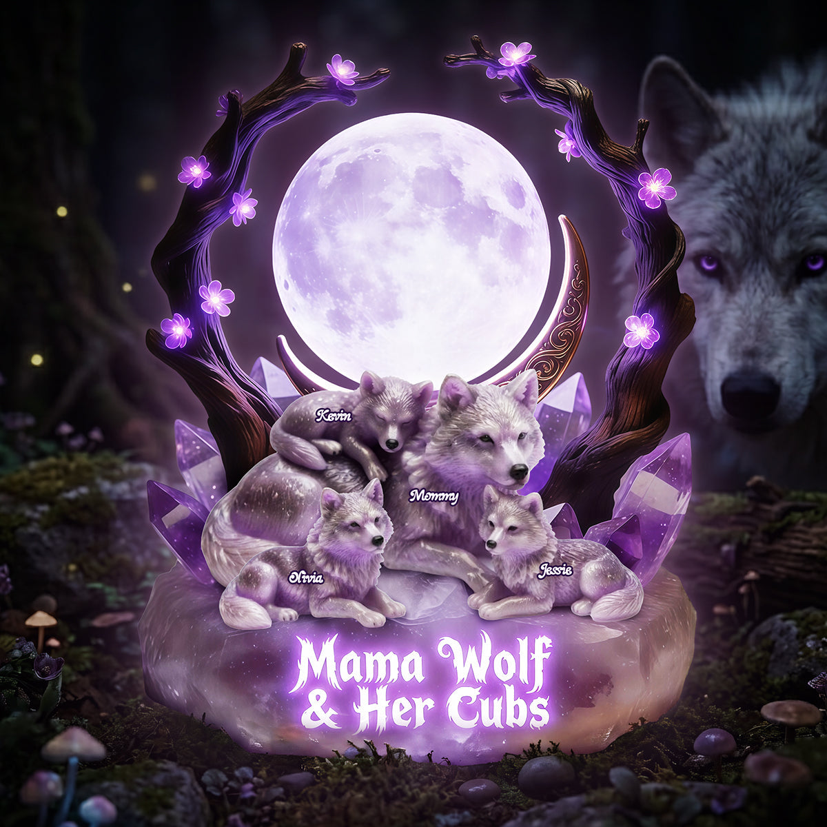 Mama Wolf Acrylic Light Box - Personalized Gifts For Mom 03TYTA170426