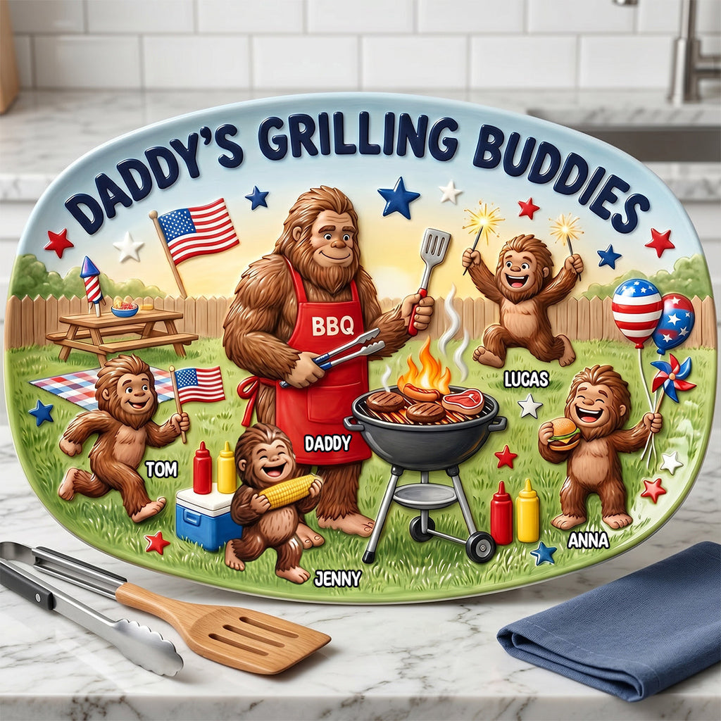 Bigfoot Dad Grilling Plate - Personalized Gifts For Dads 02natn200526