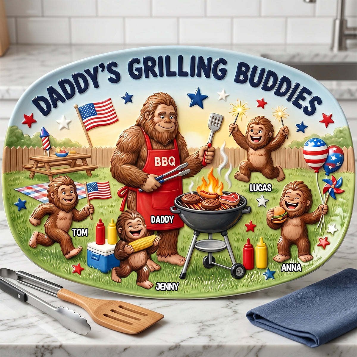 Bigfoot Dad Grilling Plate - Personalized Gifts For Dads 02natn200526