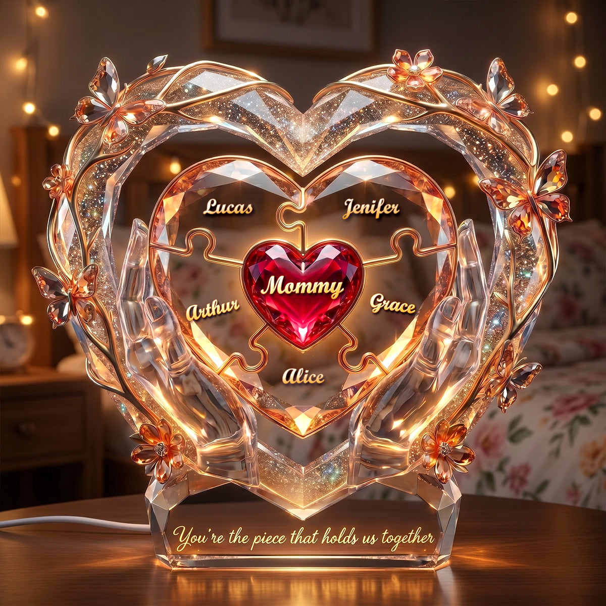 Mommy Pieces of Heart Lightbox Personalized Gifts For Mom 01PADH240426