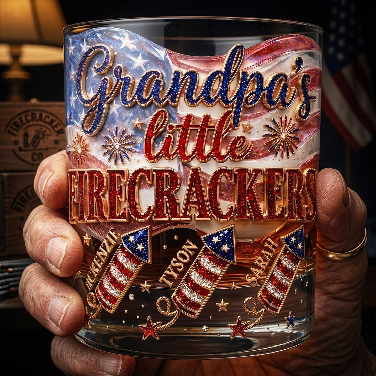 Firecrackers Drinking Glass - Personalized Gifts For Grandpas 052padt300526