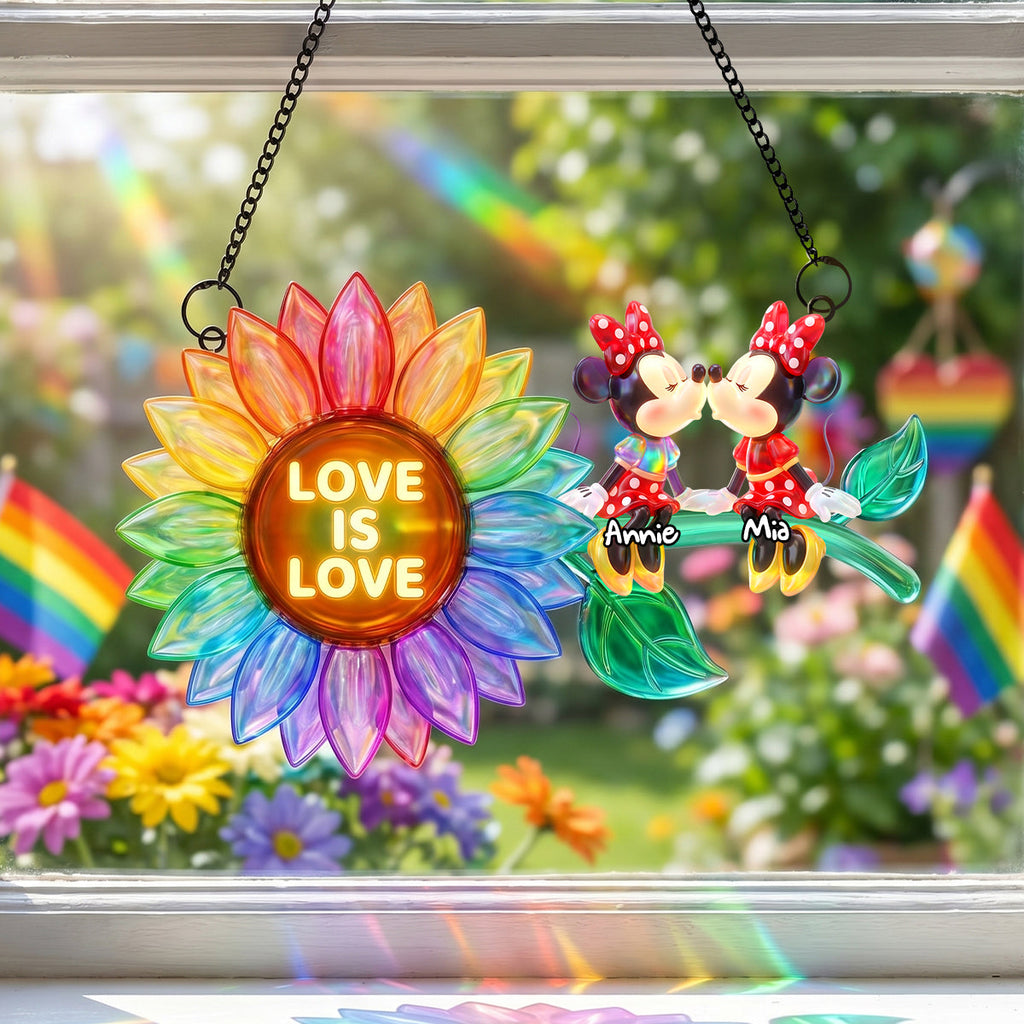 Love Is Love Suncatcher Ornament - Personalized Gifts For Couple 02NADH100626