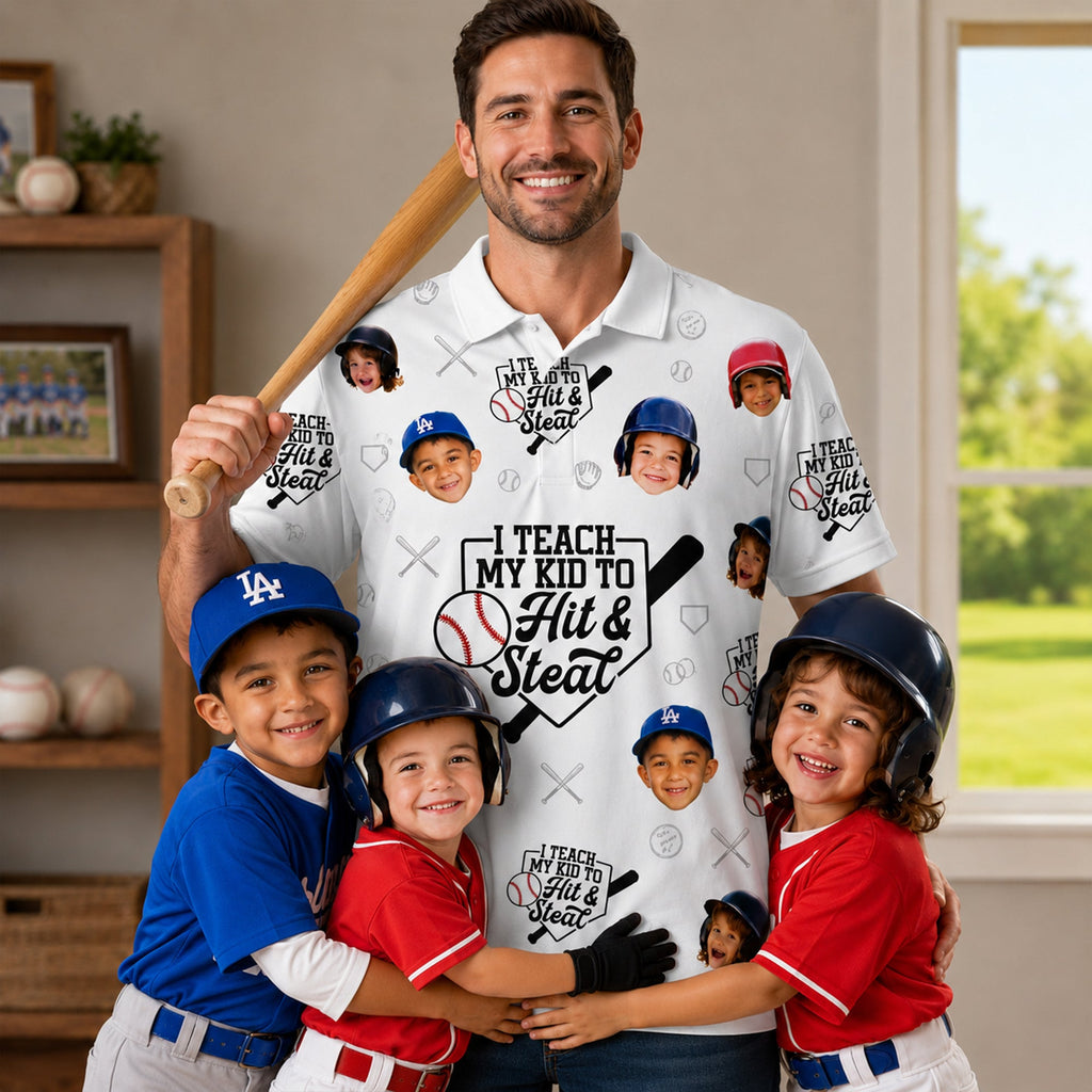 Custom Photo Proud Baseball Dad Polo Shirt, Personalized Gifts For Dads 02qhlu090526