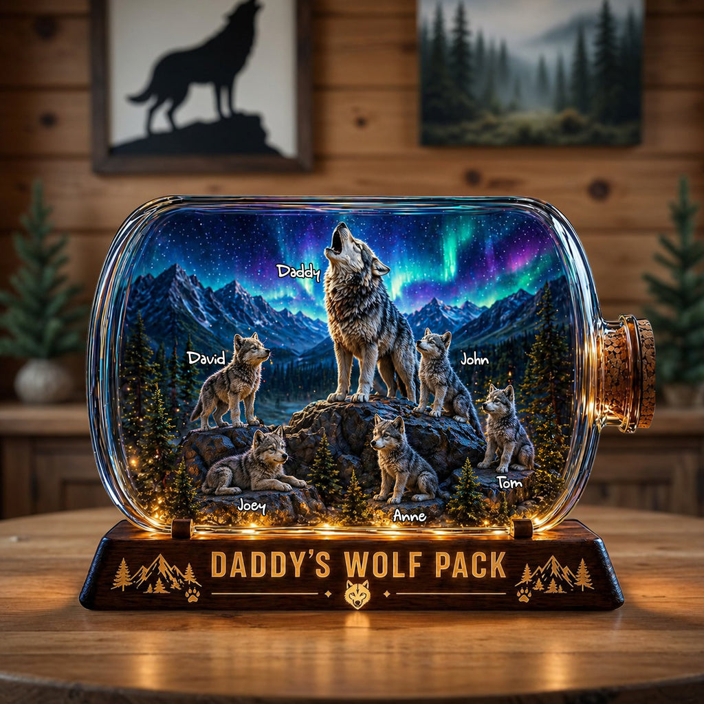 Wolf Dad and Kids Acrylic Plaque - Personalized Gifts For Dad 04tolu280426