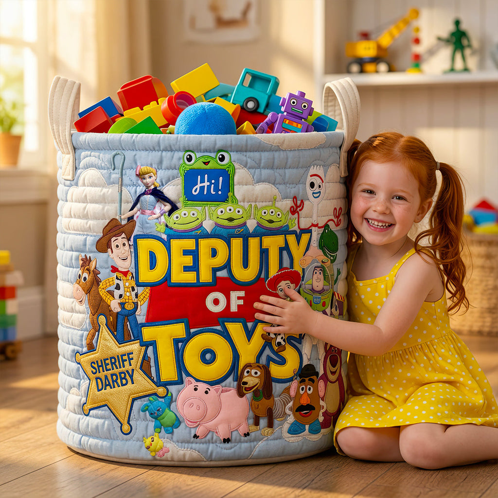 Kid Toy Storage Quilted Laundry Basket, Personalized Gift 01qhdt010726