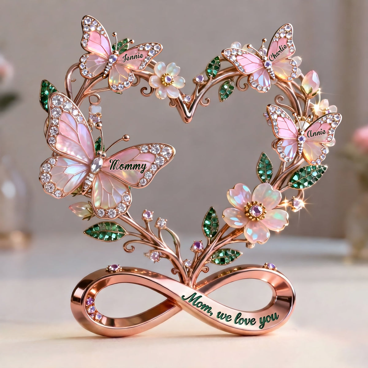 Stunning Butterflies On Mom Heart Acrylic Plaque, Personalized Gifts For Mom & Grandma 05qhlu060326