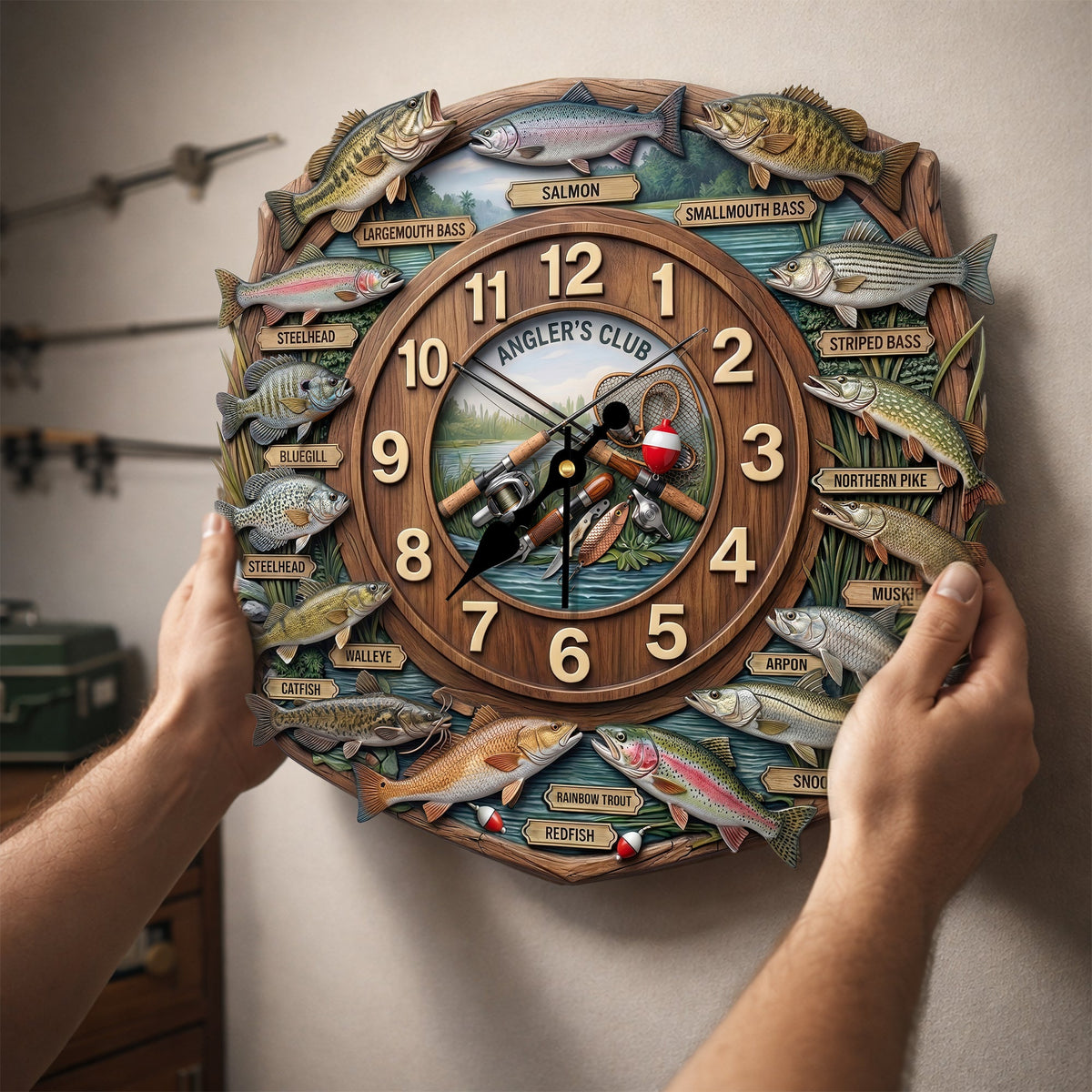 Fishing Lover Clock - Personalized Gifts For Fishing Lover Acrylic Hanging Wall Clock 01HULU250326