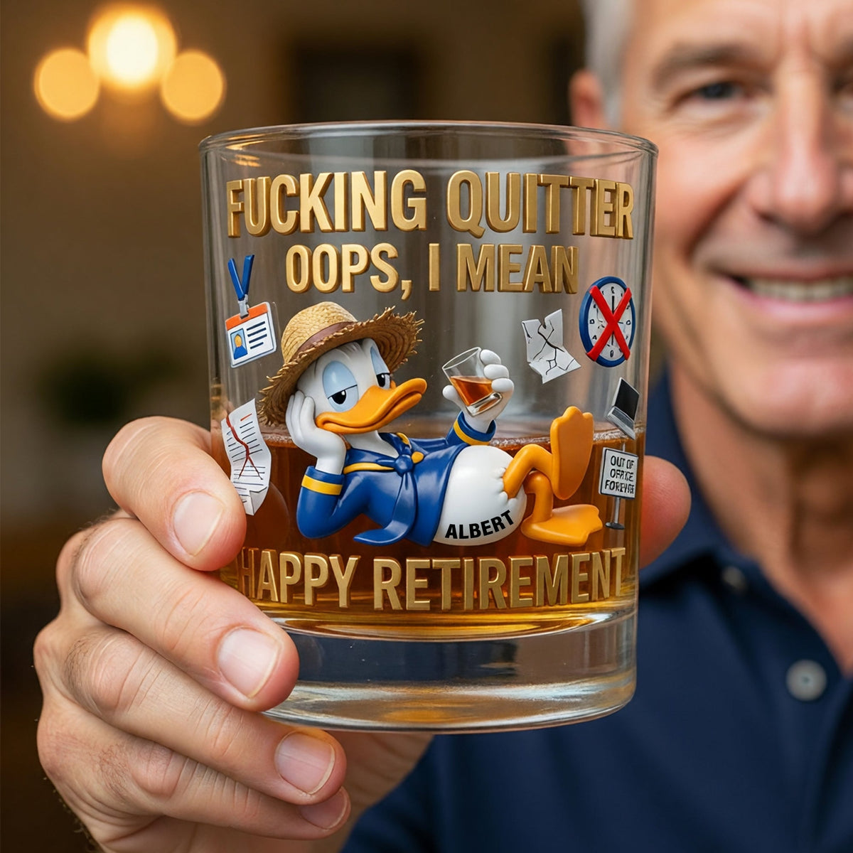 Happy Retirement Round Glass - Personalized Retirement Gifts 07tyqn100626