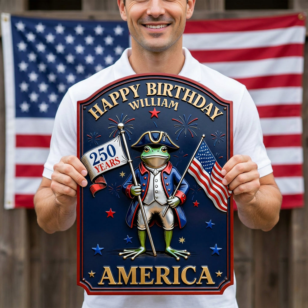Revolutionary Frog Metal Sign, Personalized Decor Gifts For Patriots 01qhqn300526