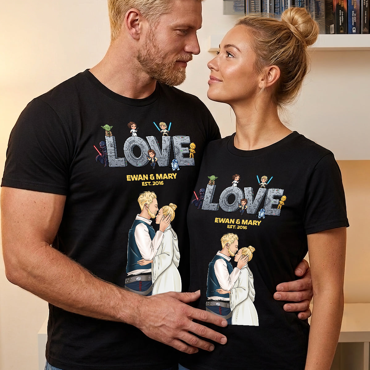 Side View Couple Kiss Shirt - Personalized Gifts For Couple 01HUDT060626