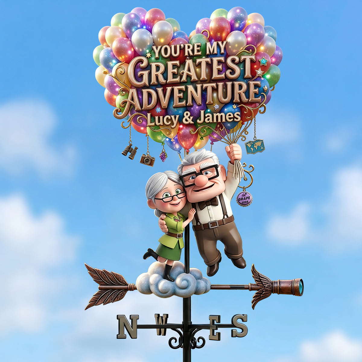 Flying Couple Metal Weather Vane - Personalized Gifts For Couple 02hudt180526