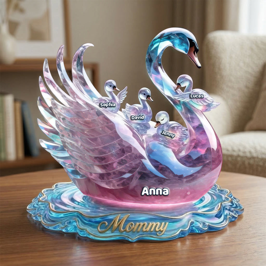 Beautiful Swan Mom Acrylic Plaque, Personalized Mother's Day Gifts 04qhtn120326