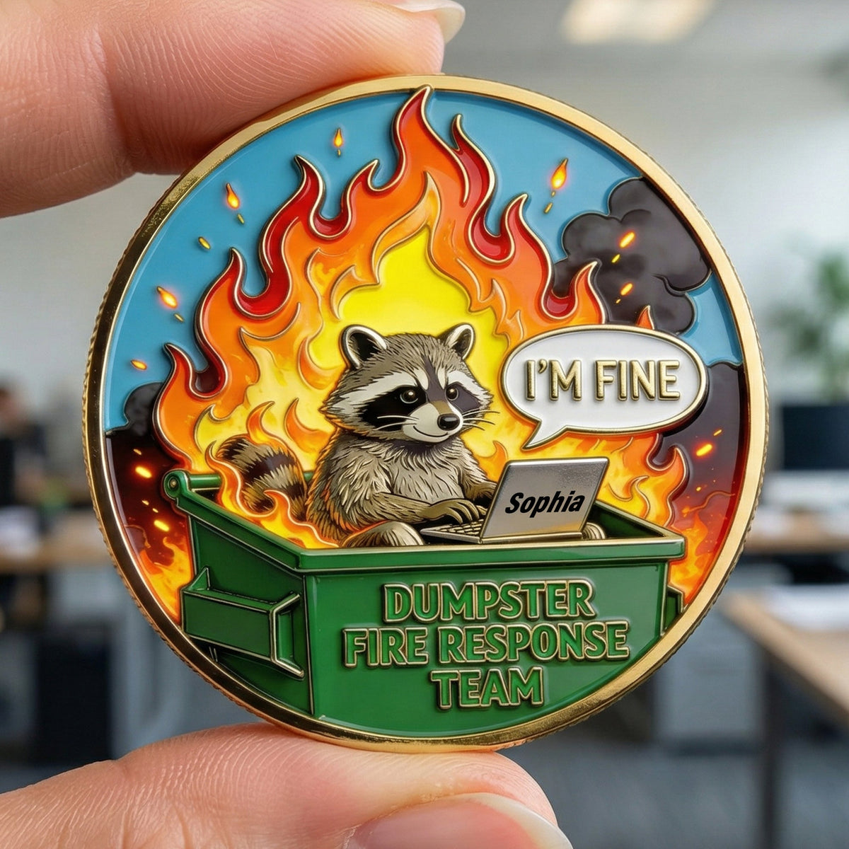 Funny Raccoon Dumpster Printed Metal Coin - Personalized Gifts For Office Workers 05naqn030326