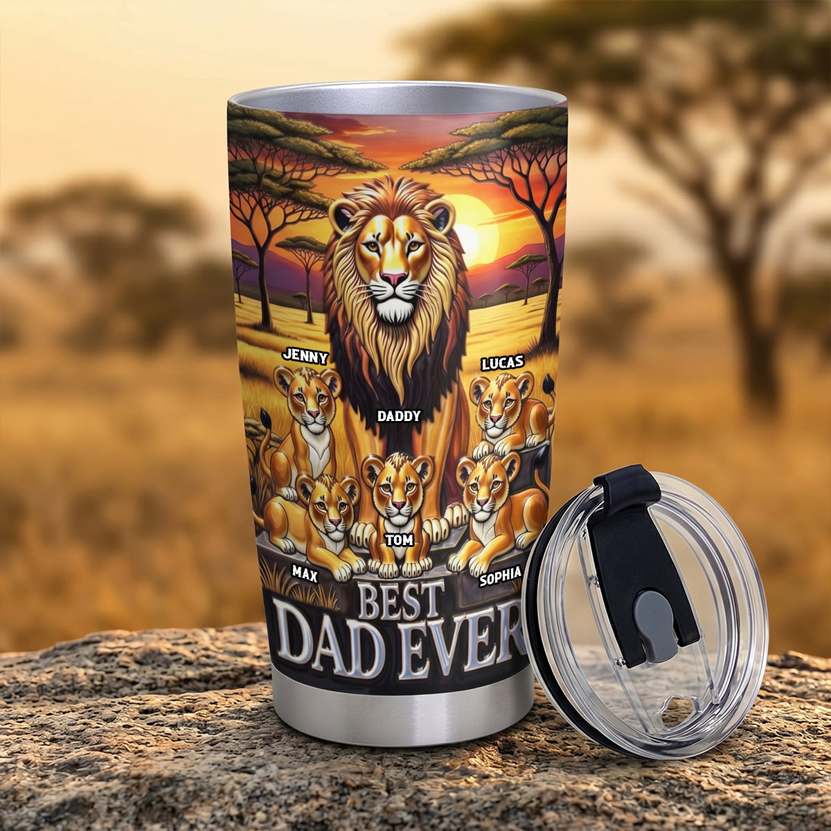 Lion Dad And Kid 20oz Tumbler - Personalized Gifts For Father's Day Tumbler 04TOTN050526