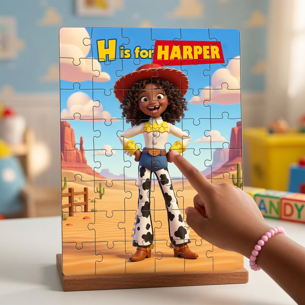 Custom Photo Cowgirl Jigsaw Puzzle - Personalized Gifts For Kids 01hulu260626