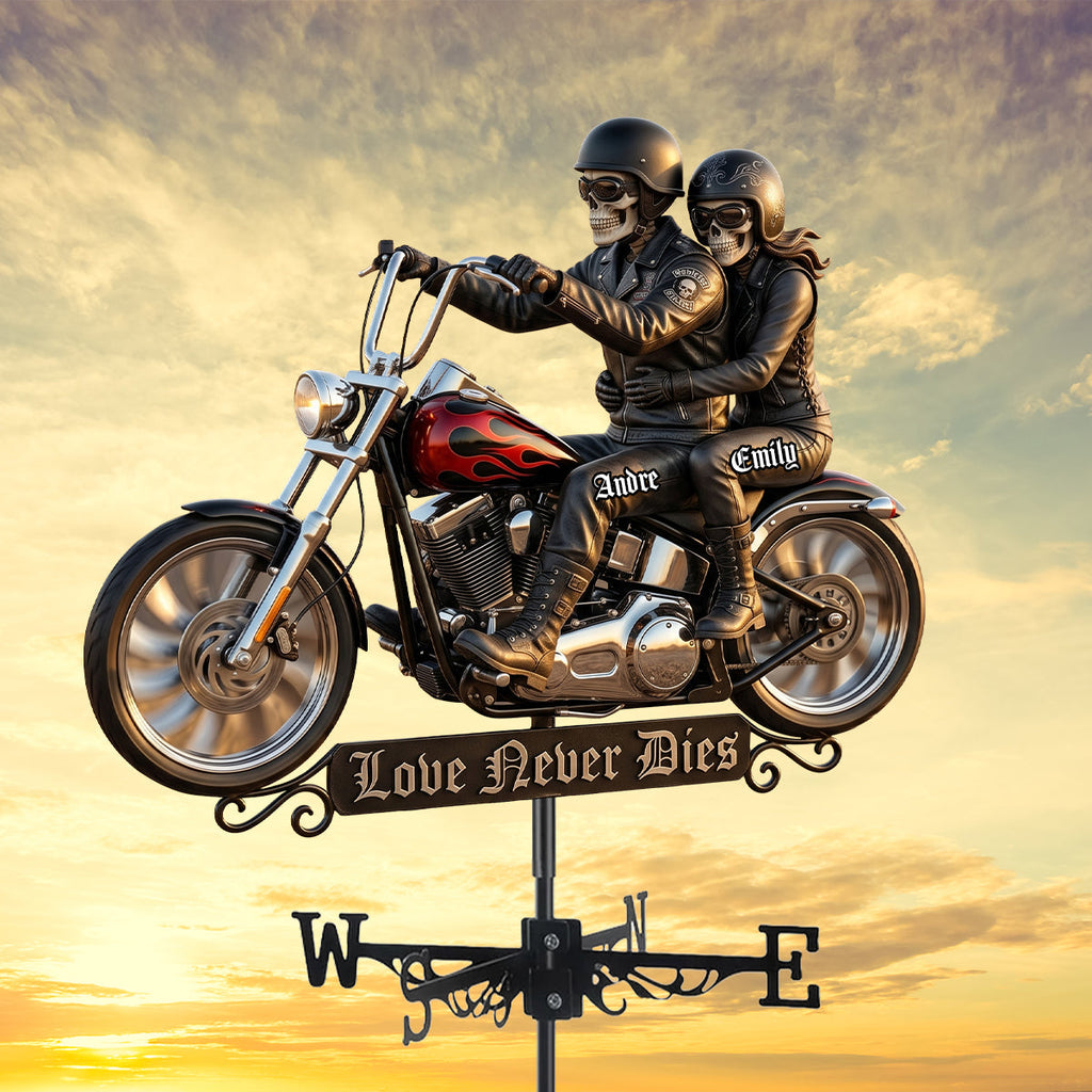 Skeleton Biker Weather Vane - Personalized Gifts For Couple 01nadh280526