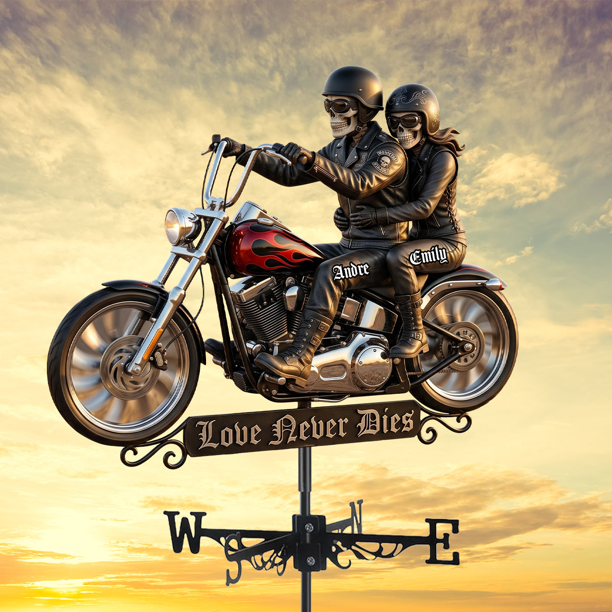 Skeleton Biker Weather Vane - Personalized Gifts For Couple 01nadh280526