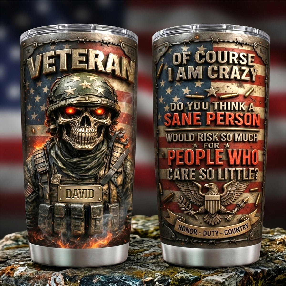 Fire Skull Veteran Tumbler Personalized Gifts For Veteran 04TYLU070426